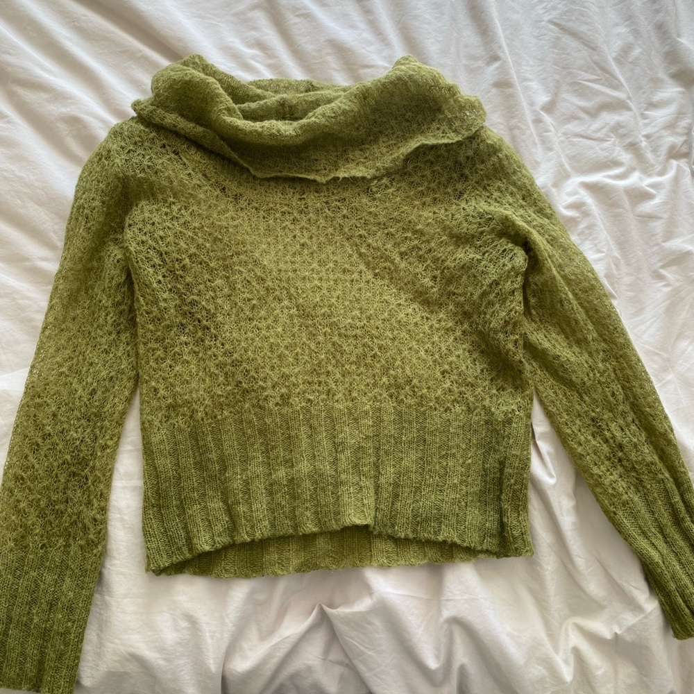 MEXX green cowl neck sweater, y2k style